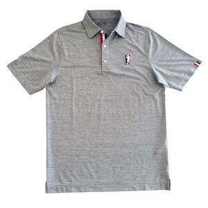 USAG U Suck At Golf Small Heather Grey Short Sleeve Men's Performance Polo Shirt
